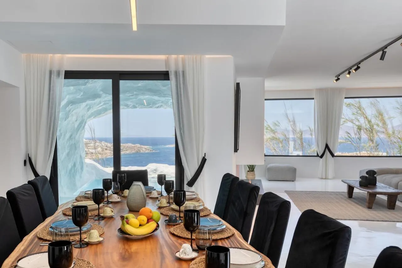 빌라 Mykonos Town Black Villa- Cave Heated Pool 그리스